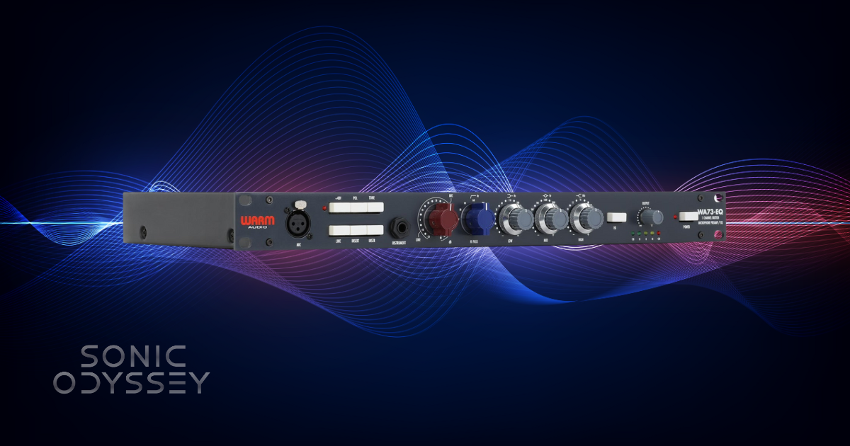 Warm Audio WA73-EQ microphone preamp with EQ knobs and classic Neve-style design.