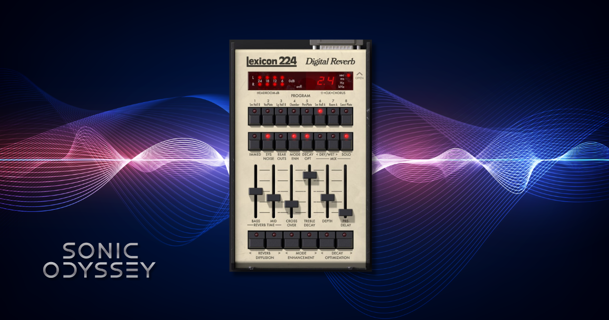 Interface of UAD Lexicon 224 modeled after the classic Lexicon 224 used in professional recording studios.