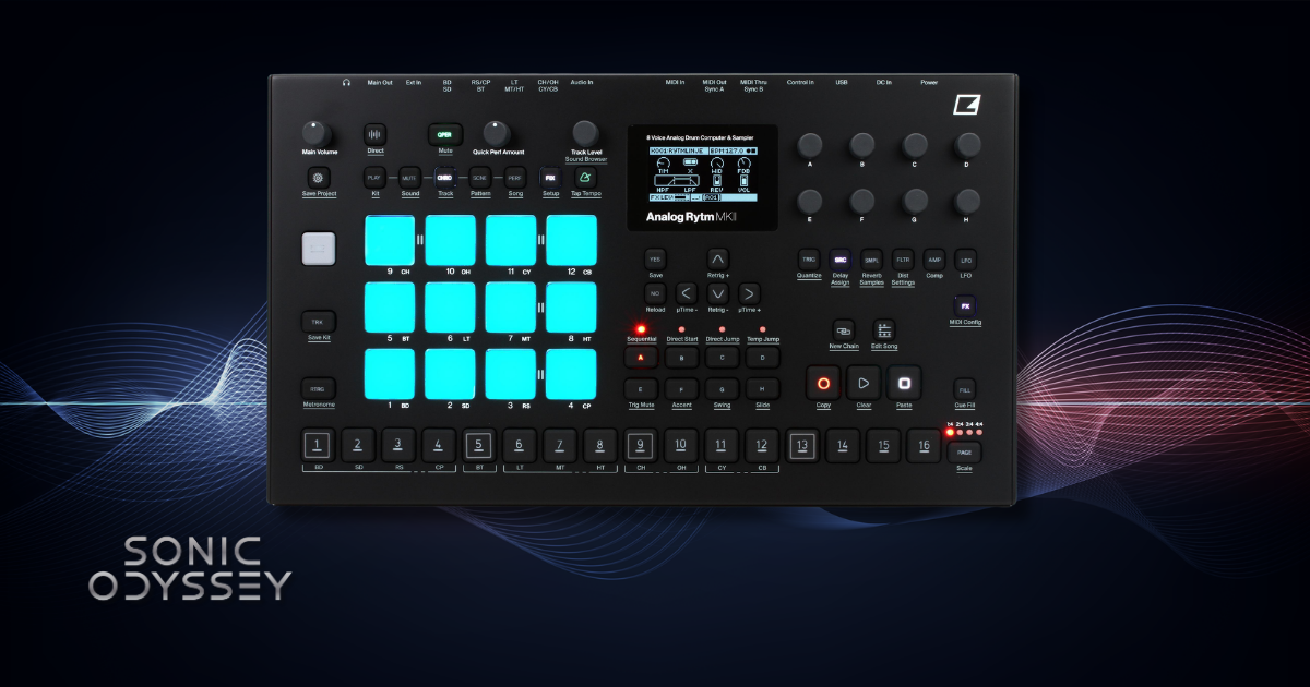 Elektron Analog Rytm MkII analog drum machine and sampler with performance pads and sequencing controls