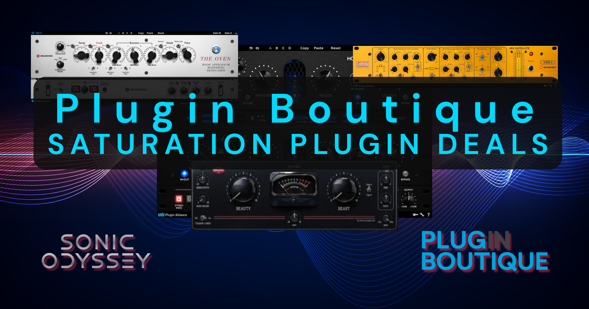 Saturation plugin deals on Plugin Boutique featuring tape, tube, and analog-style distortion plugins for mixing and sound design