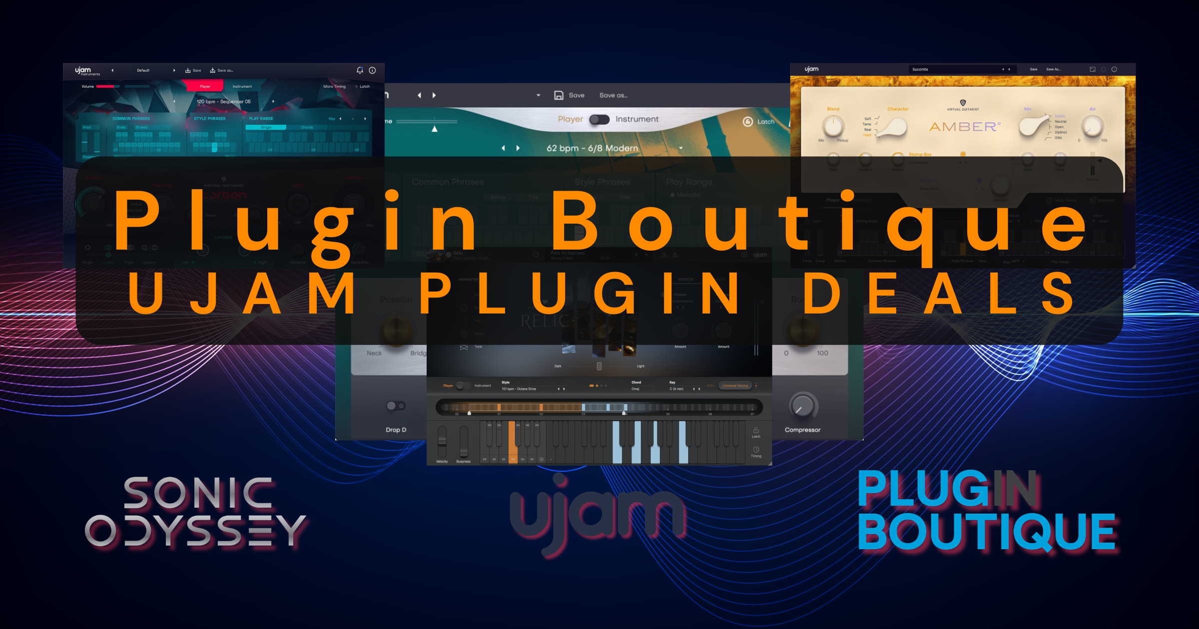 UJAM plugin deals on Plugin Boutique featuring virtual instruments, beatmaking tools, and creative music production plugins