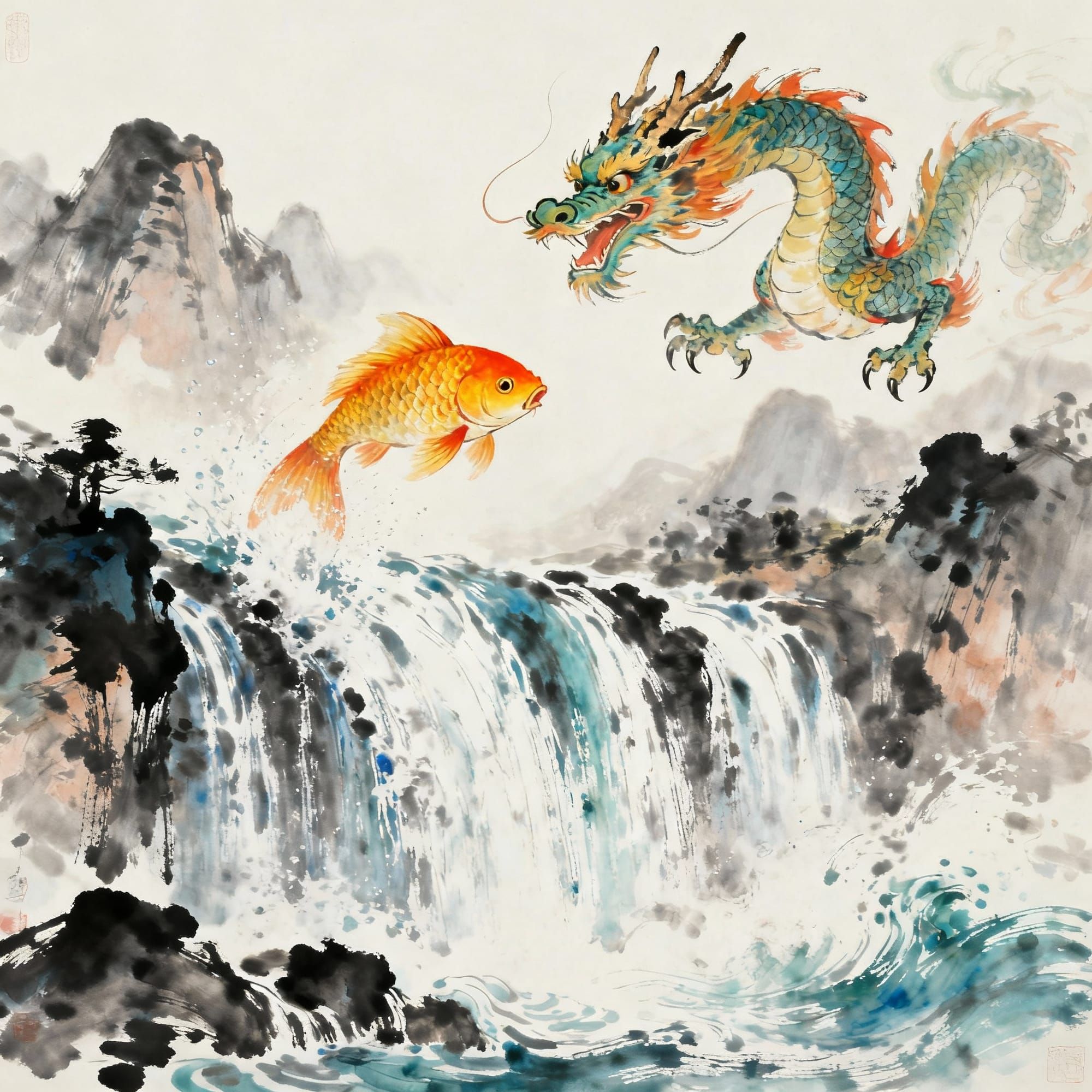 Goldfish Leaping the Dragon Gate — The Challenge of Self‑Transformation: When you leap like the fish, you don’t just change position—you redefine yourself.