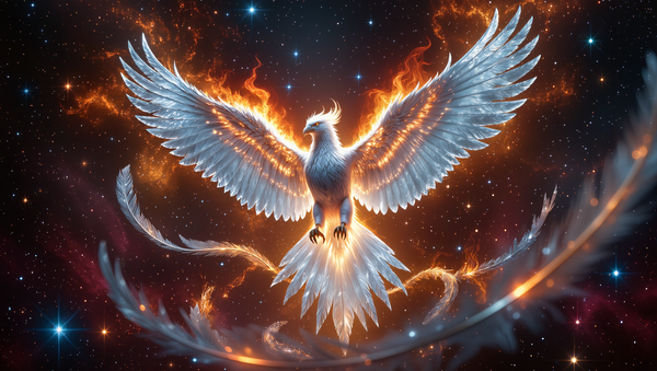 The White-Feathered Phoenix: Wings of Light Reborn from Flames