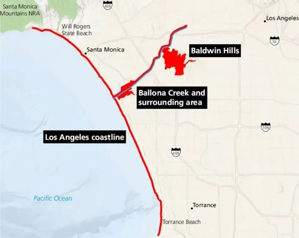 Study: The preliminary study area spans from Will Rogers State Beach south to Torrance Beach along the Santa Monica Bay coastline. (Courtesy Image)