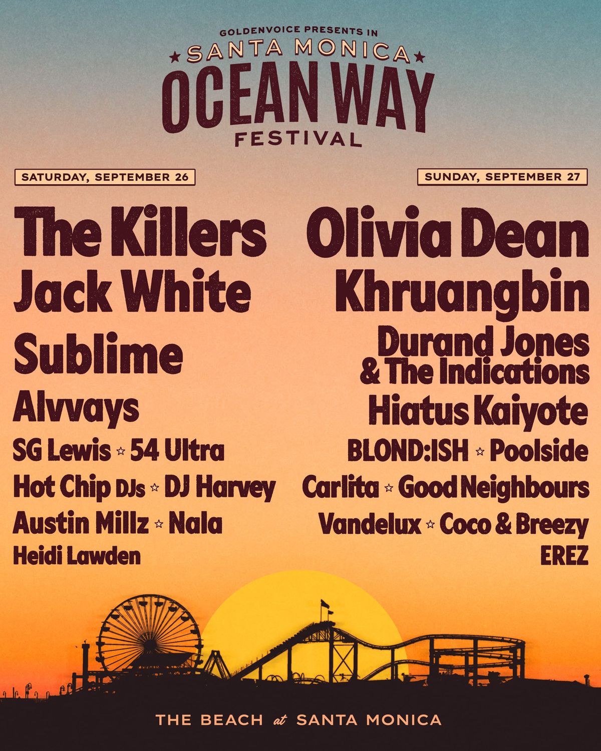 The Killers, Olivia Dean to Headline First-Ever Santa Monica Beach Music Festival