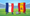 Spanish and French flags playing soccer.