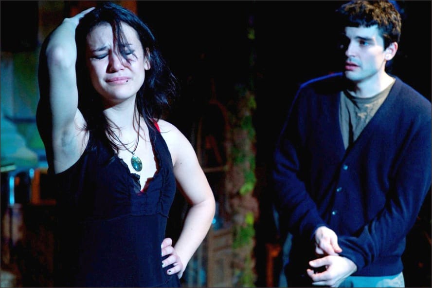 AWKWARD: Meghan Cox and Matt Magnusson as the cousin/lovers in 'Machu Picchu, Texas.' Photo courtesy Stella Adler Theatre  AWKWARD: Meghan Cox and Matt Magnusson as the cousin/lovers in 'Machu Picchu, Texas.'