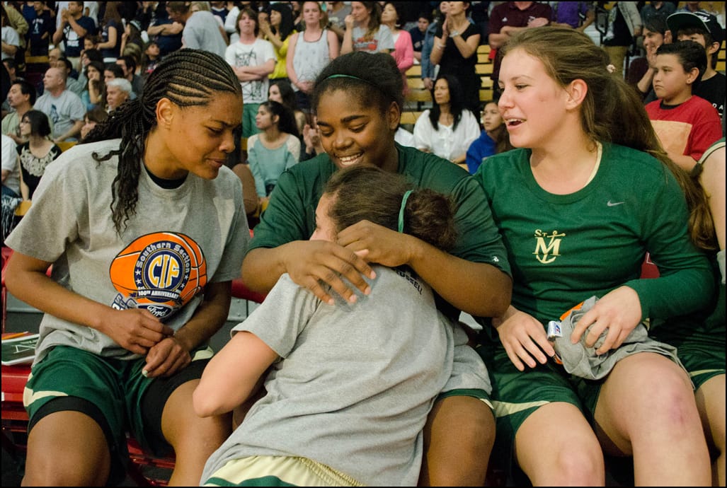 HAPPY TIMES: St. Monica celebrates after winning the CIF-SS Division 4A championship. (Photo by Paul Alvarez Jr.)