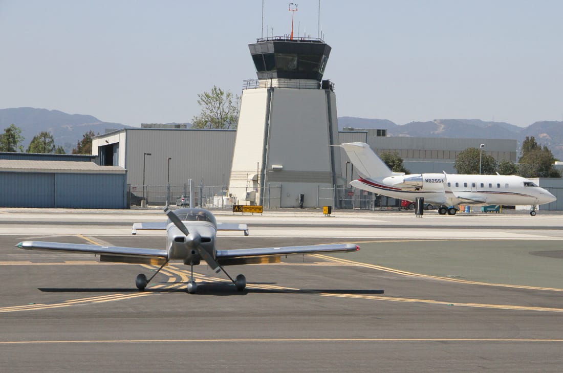 Planes taxi on the runway at Santa Monica Airport. (Photo by Daniel Archuleta)