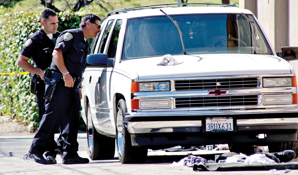 Santa Monica police investigate a shooting in an alley near the intersection of 16th Street and Michigan Avenue on June 11. (File photo)