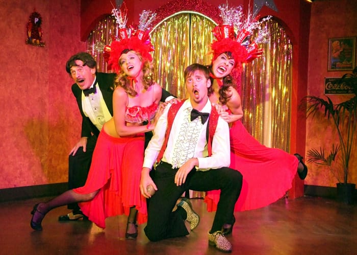 COLORFUL CAST: Ron House, Lila Dupree, Aaron Miller and Nina Brissey in The Ruskin Group Theatre production of 'El Grande de Coca Cola.' The production plays through Aug. 1. (Photo courtesy Ed Krieger)