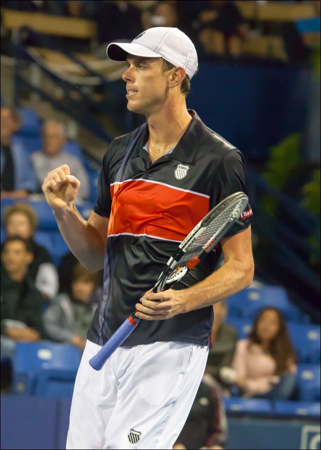 WINNER: Former Santa Monica resident Sam Querrey celebrates winning shot.