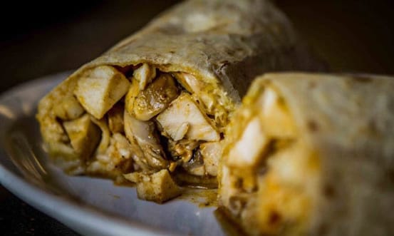 New menu items include the SCReaM'n burrito, filled with spicy grilled chicken, mushrooms and Mr. Lee's Spicy Chili Sauce. (Photos courtesy Wahoo's Fish Tacos)