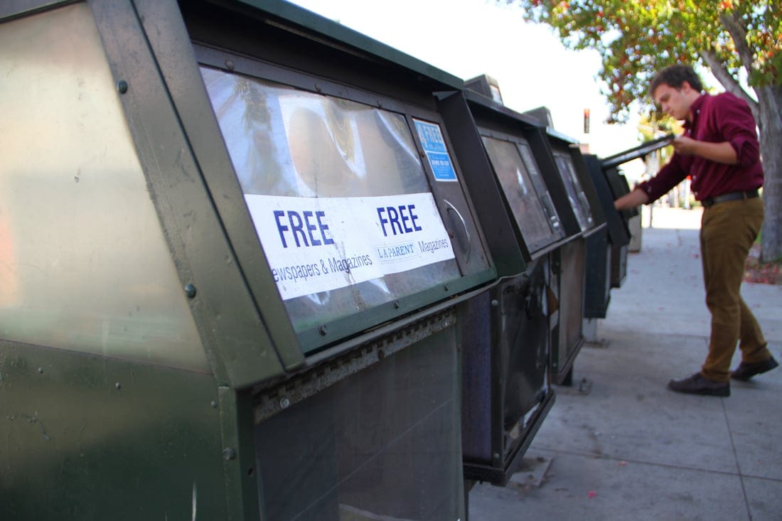 City Hall recently raised fees for newsracks, forcing three publications, including L.A. Parent, to no longer maintain racks in Santa Monica. (Daniel Archuleta daniela@www.smdp.com)
