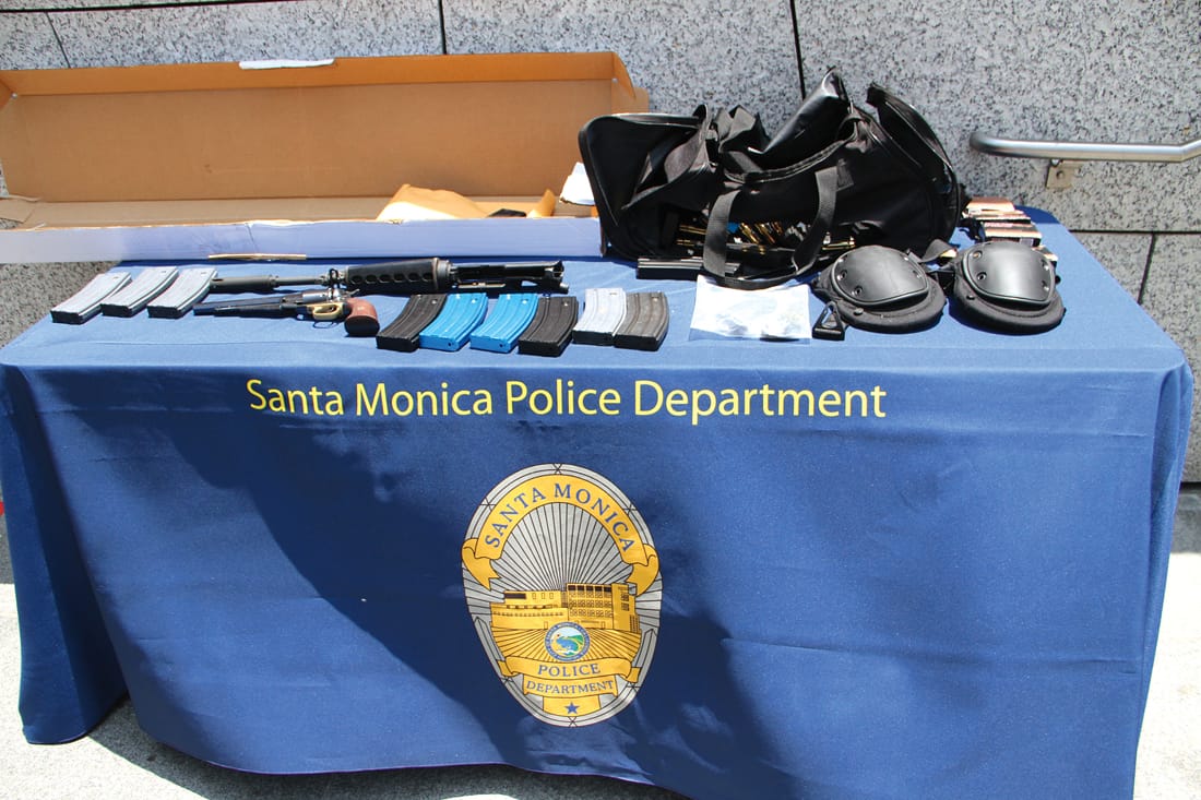 This cache of weapons and ammunition was used by the gunman in the Santa Monica College shootings. (File photo)