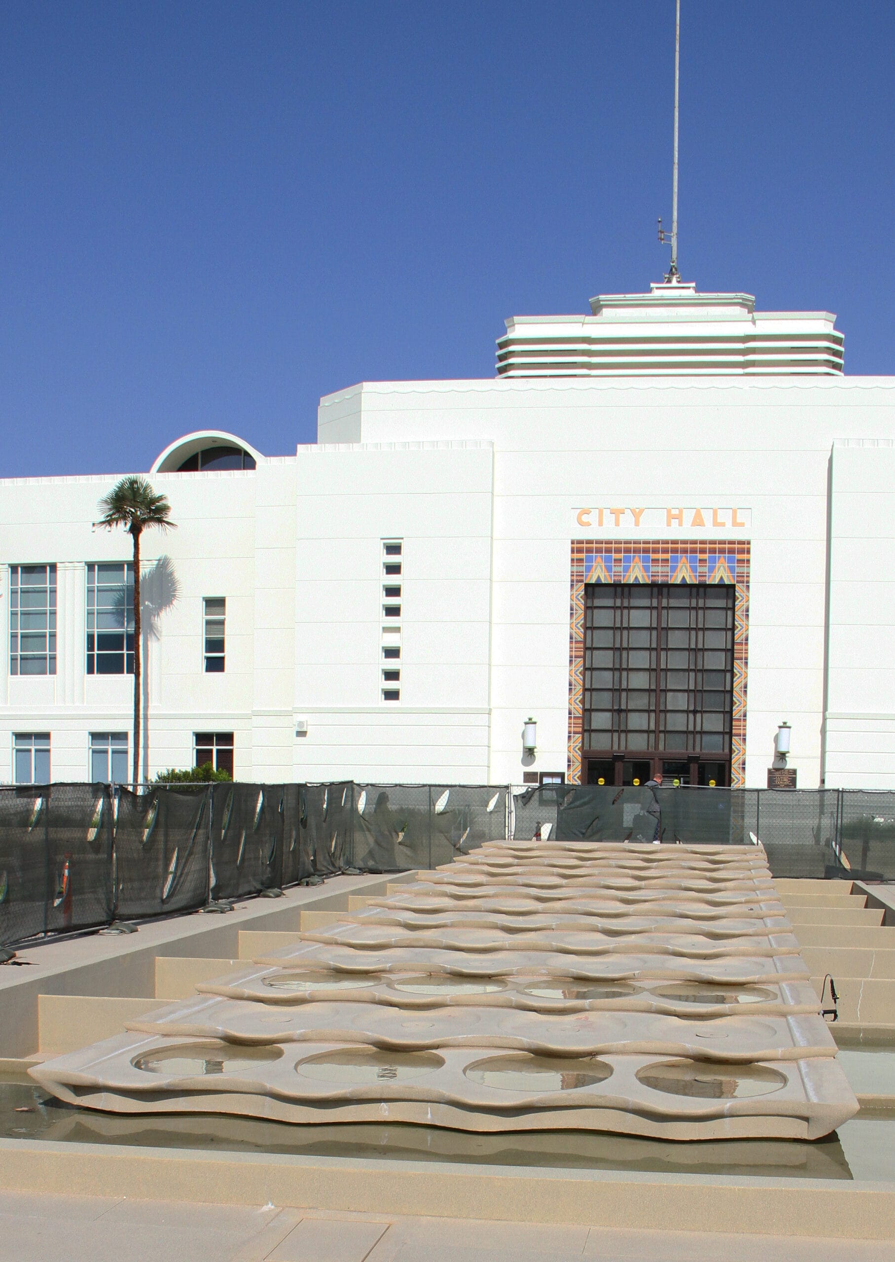 A look at the fountain at Ken Genser Square, which replaced a series of rose bushes.