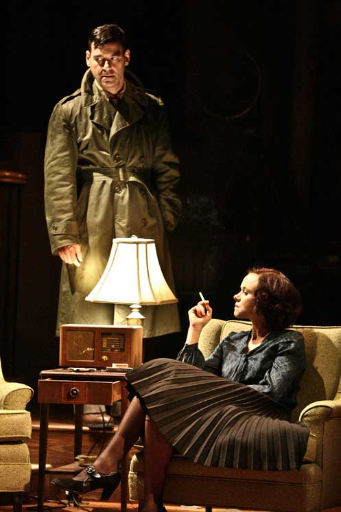 PLAYERS: Mather Zickel and Alison Pill in Jeffrey Hatcher's world premiere adaptation of 'Wait Until Dark' at the Geffen Playhouse. (Photo courtesy Michael Lamont)