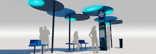 A rendering of one of the new bus stops coming soon to a street corner near you. (Rendering courtesy City of Santa Monica)