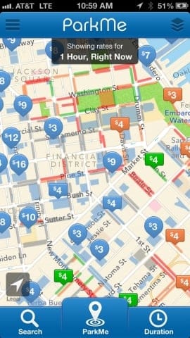 A new parking app for the iPhone should make it easier for drivers to find parking in Santa Monica. (Photo courtesy ParkMe)