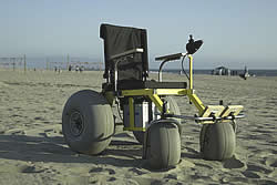 The Beachcomber, a wheelchair that has some of the rough-and-ready characteristics of a go-kart but with nice touches like cupholders. (Photo courtesy Hotshot Products)