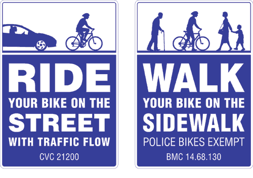 A sign found in Berkeley, Calif. tells cyclists what to do. (Photo courtesy http://bicycledriving.org)