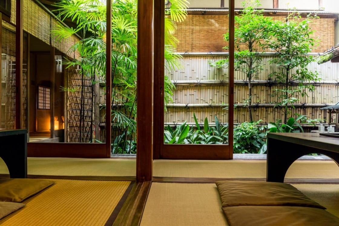 Traditional Japanese tea house interior