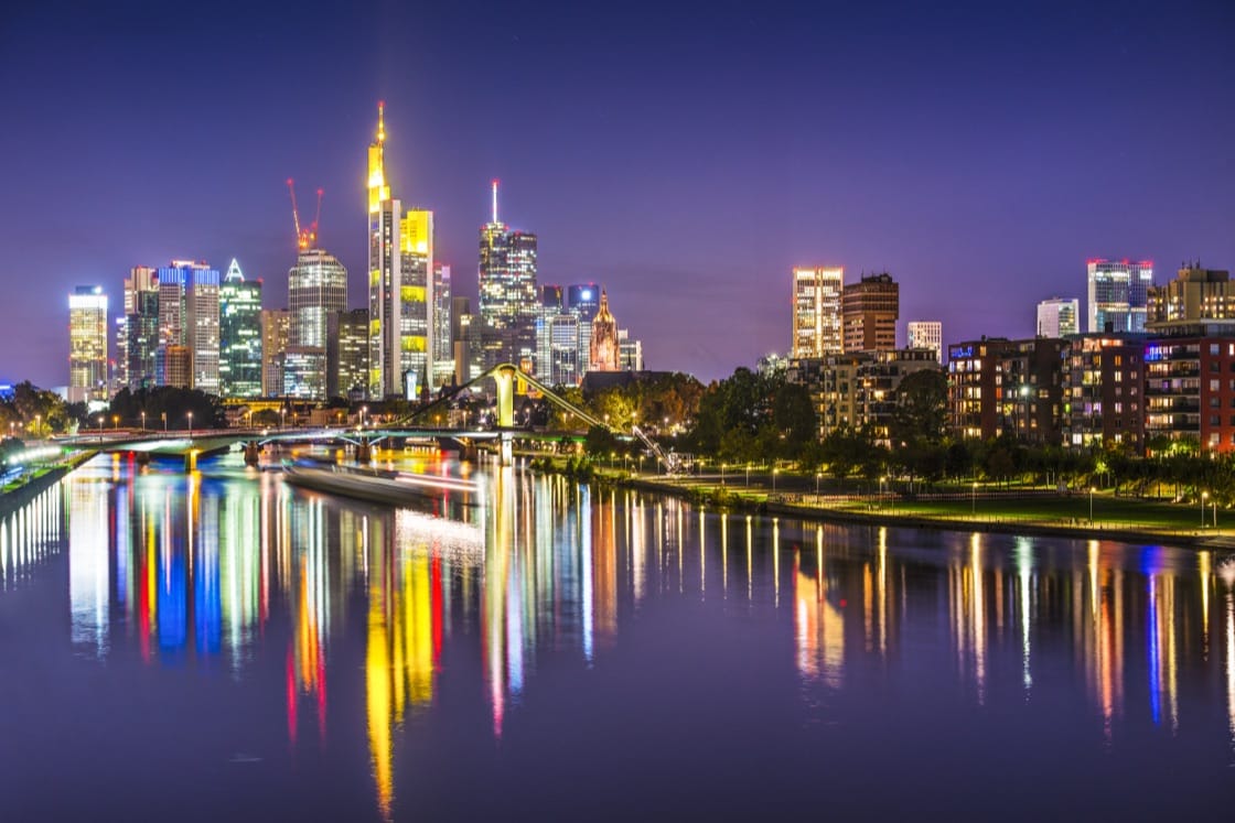 Frankfurt skyline on the Main river