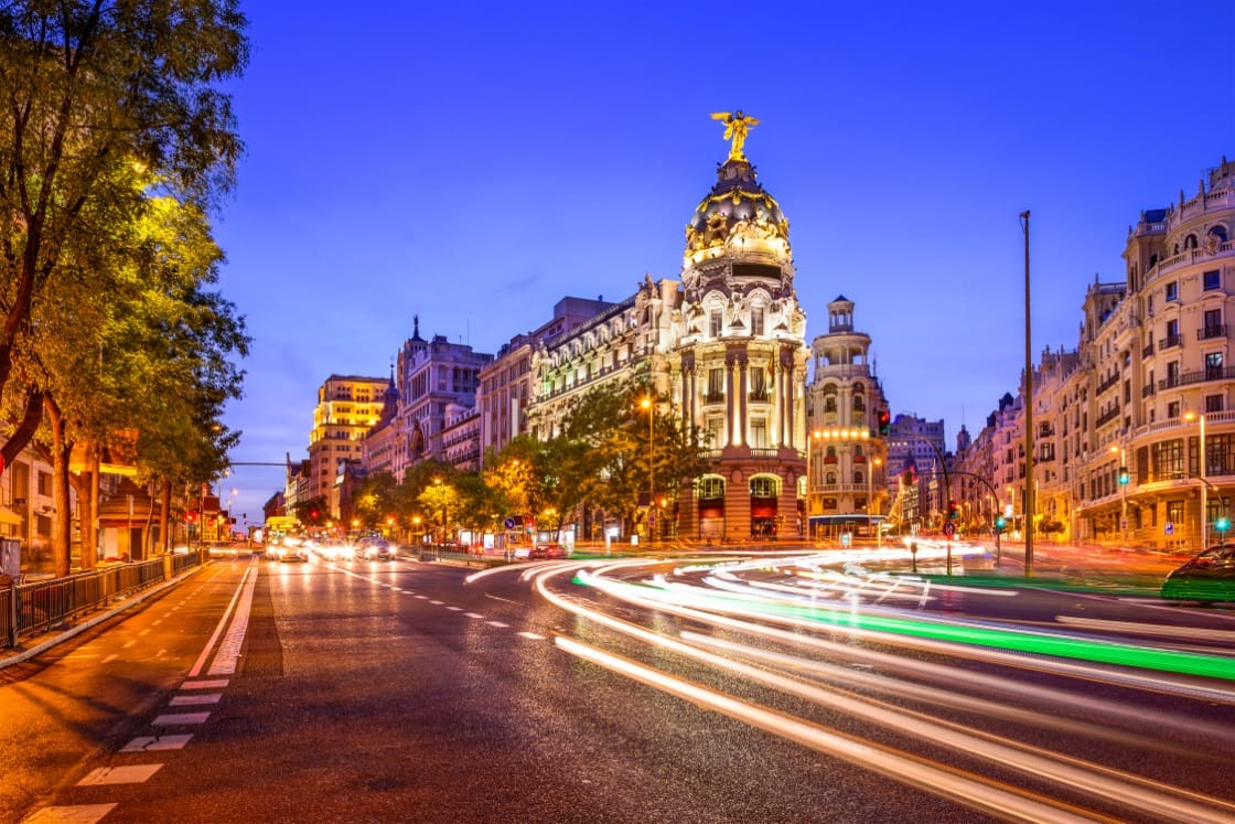 Madrid cityscape at night