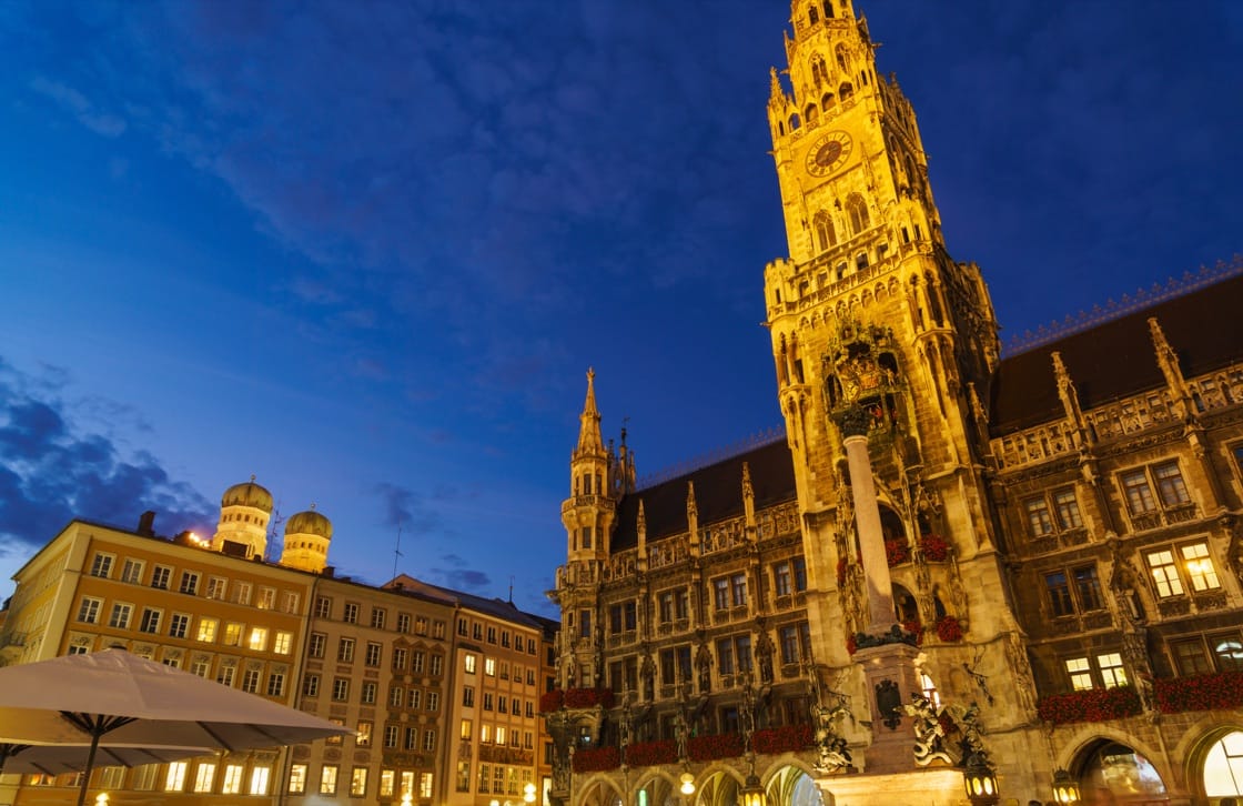 Munich's Marienplatz at night