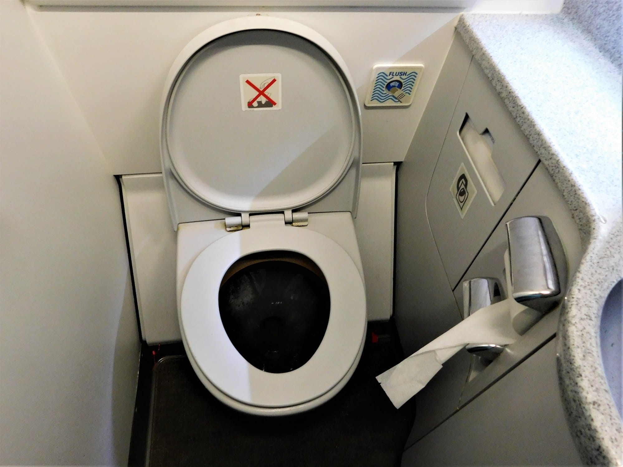 Airplane Lavatory Interior with Toilet and Sink