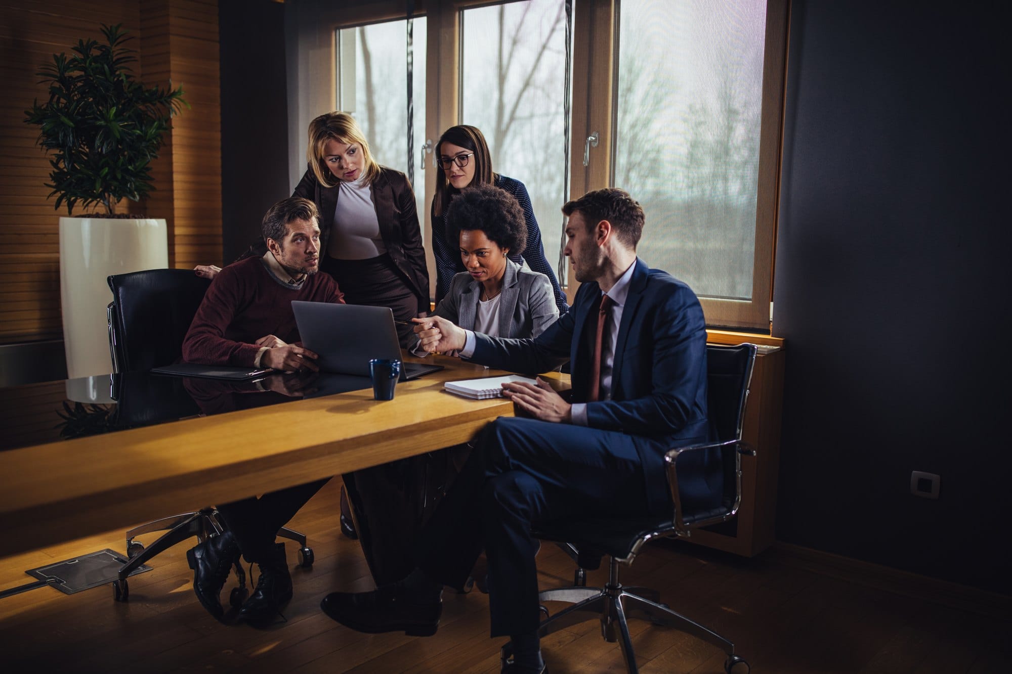 Business Team Collaborating in Modern Office Setting