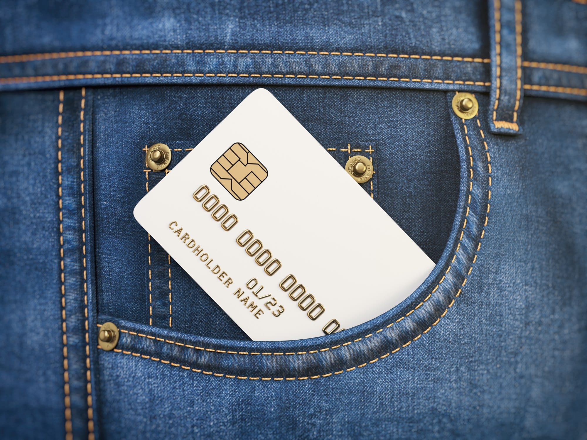 Credit Card in Denim Pocket Close Up