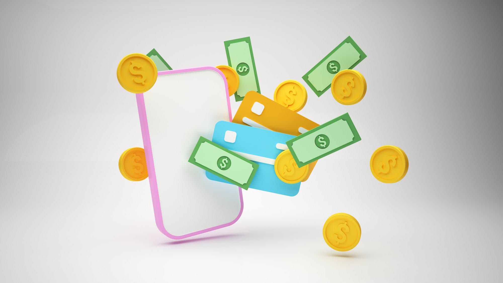 Digital Banking with Mobile Phone, Credit Cards, Money