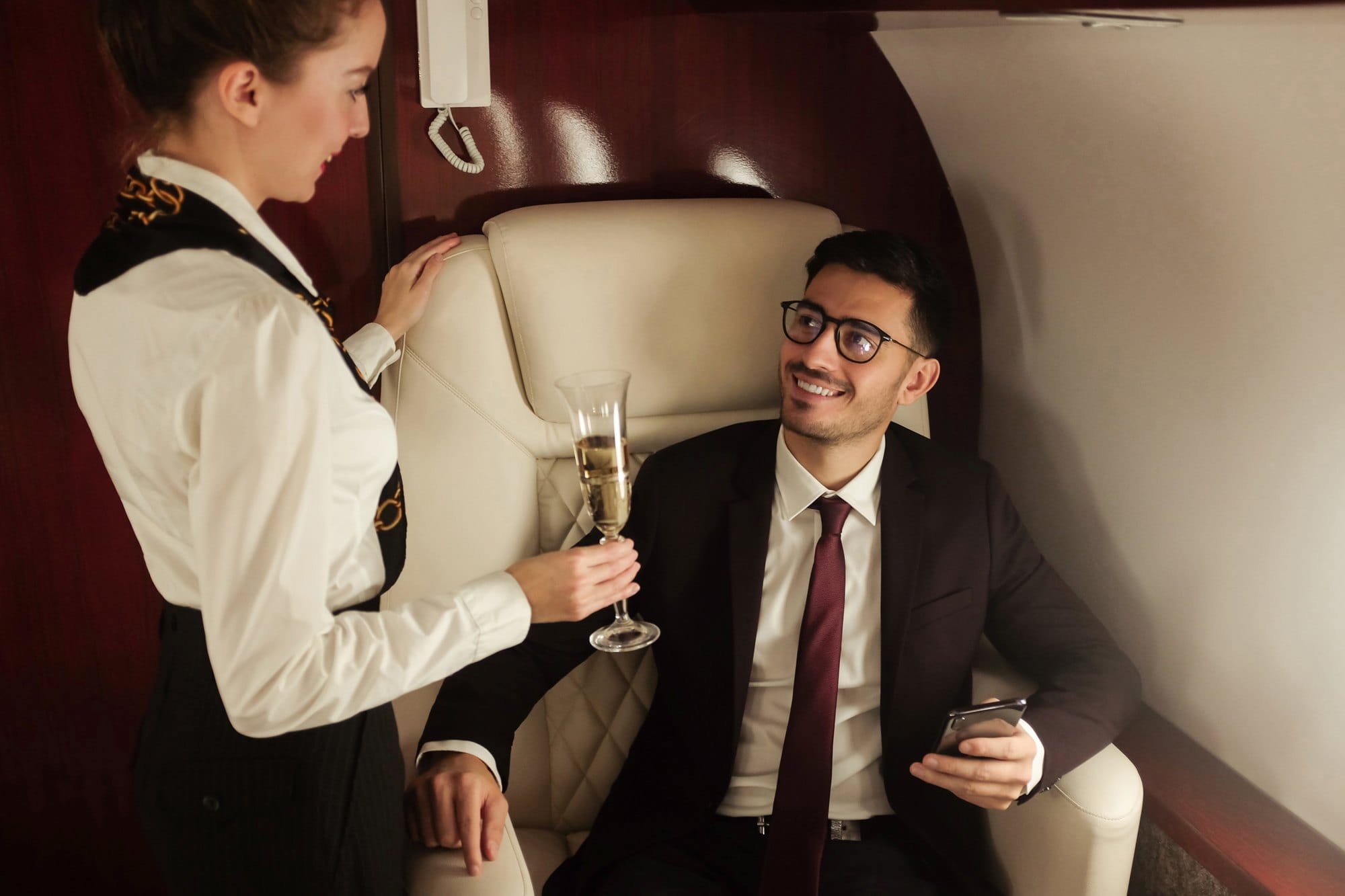 Elegant Business Travel: Champagne Service on Private Jet