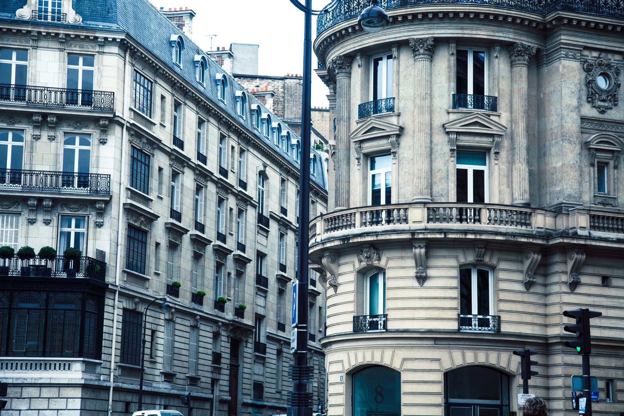 Houses On French Streets Of Paris. Citylife Concept, Black Balcony Lace