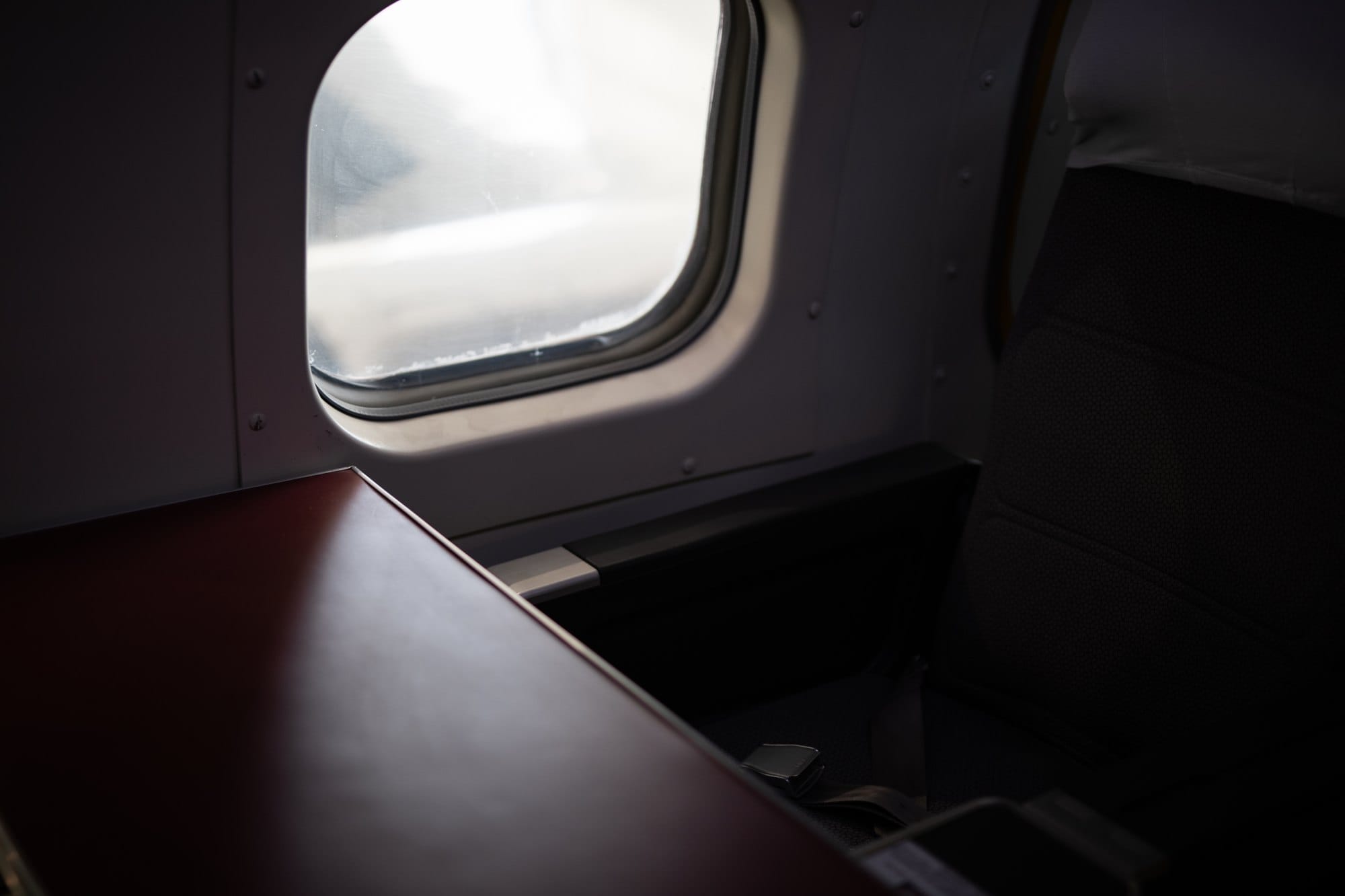 Interior View of an Airplane Seat and Window
