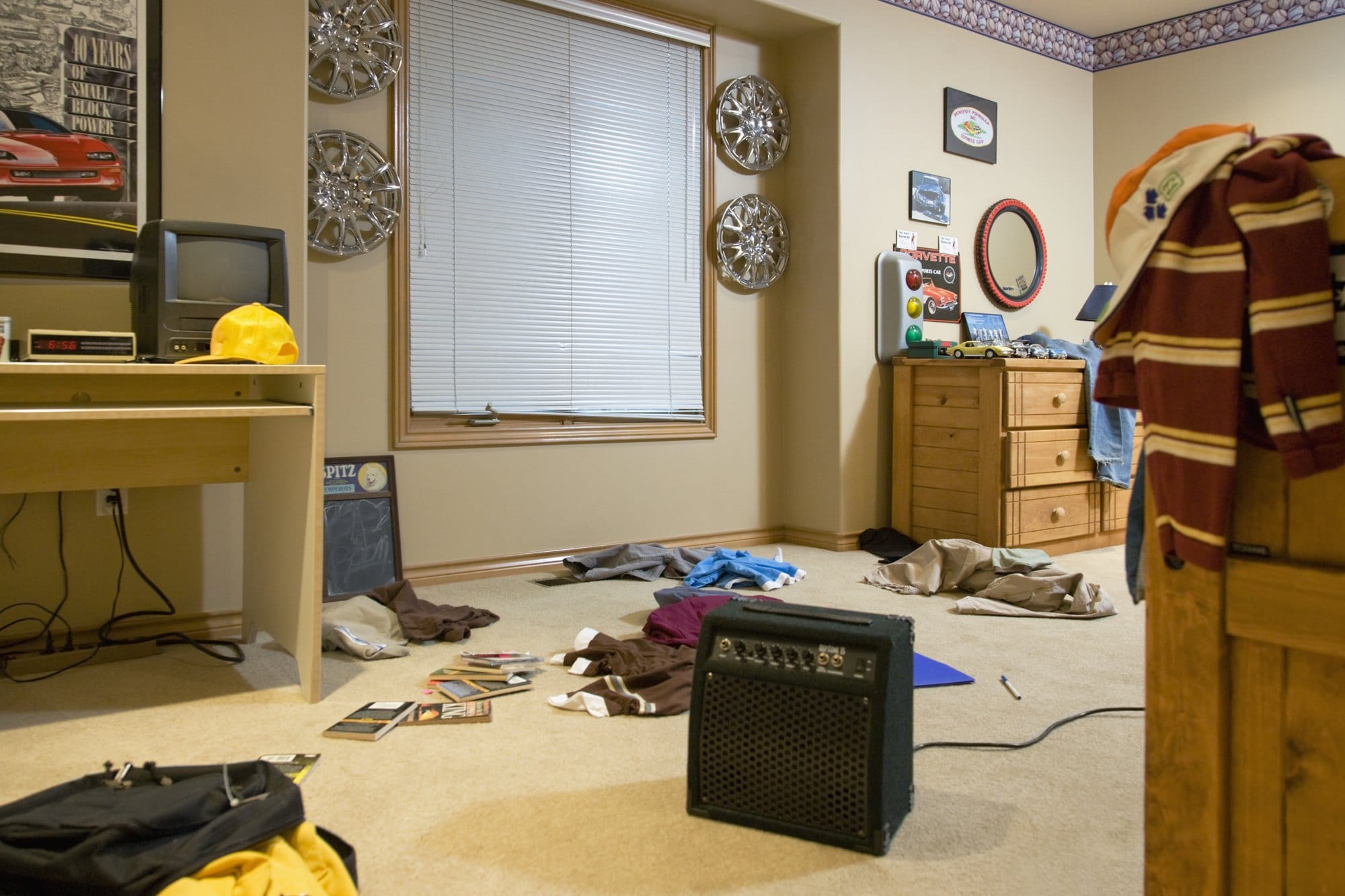 Messy Room with Electronics and Random Objects
