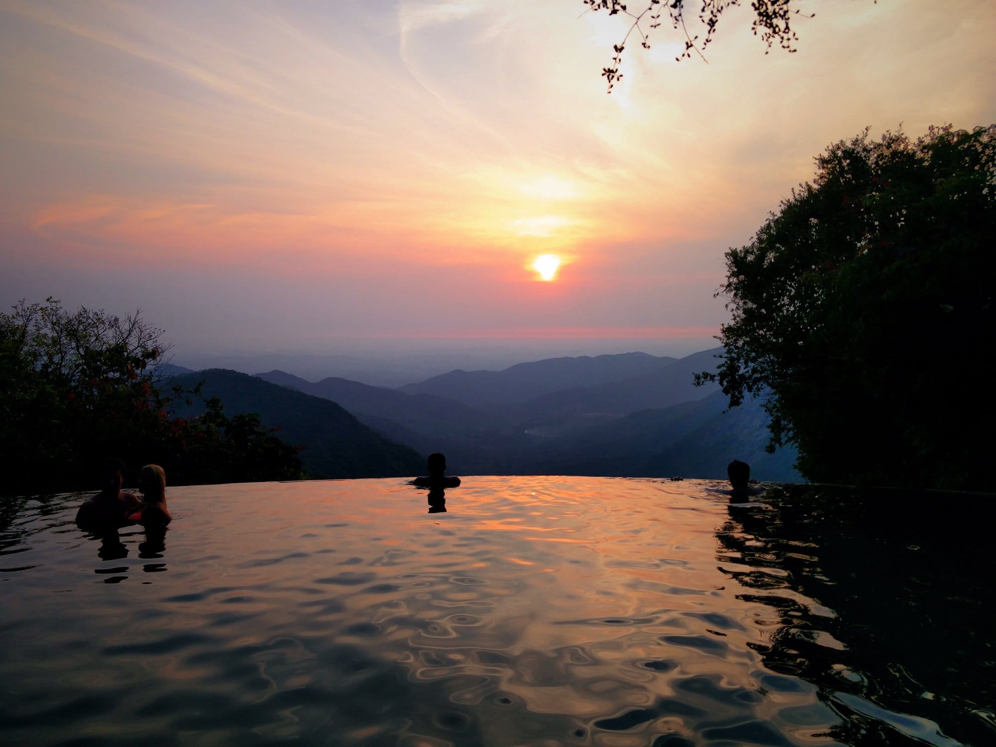 Scenic Mountain View From Infinity Pool at Sunset