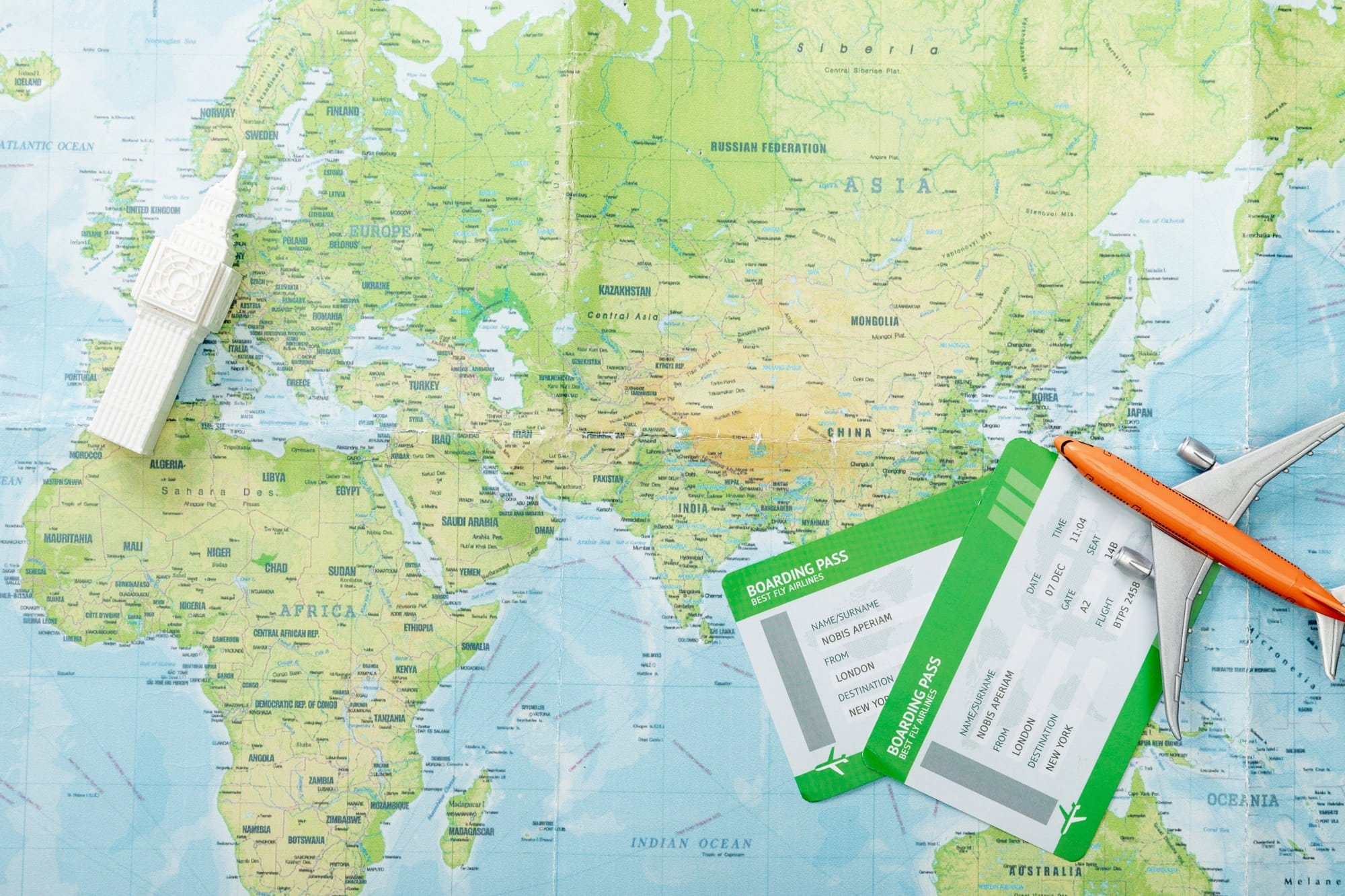Travel Planning with Airplane, Boarding Passes and Map