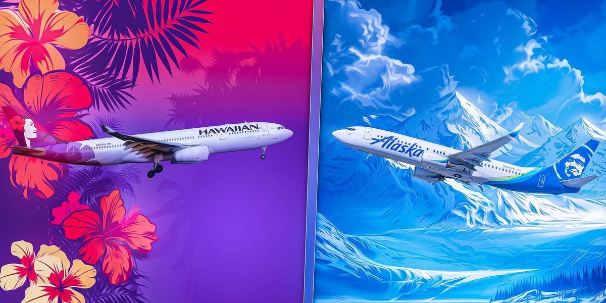 🎨: Alaska Airlines and Hawaiian Airlines Planes Takeoff