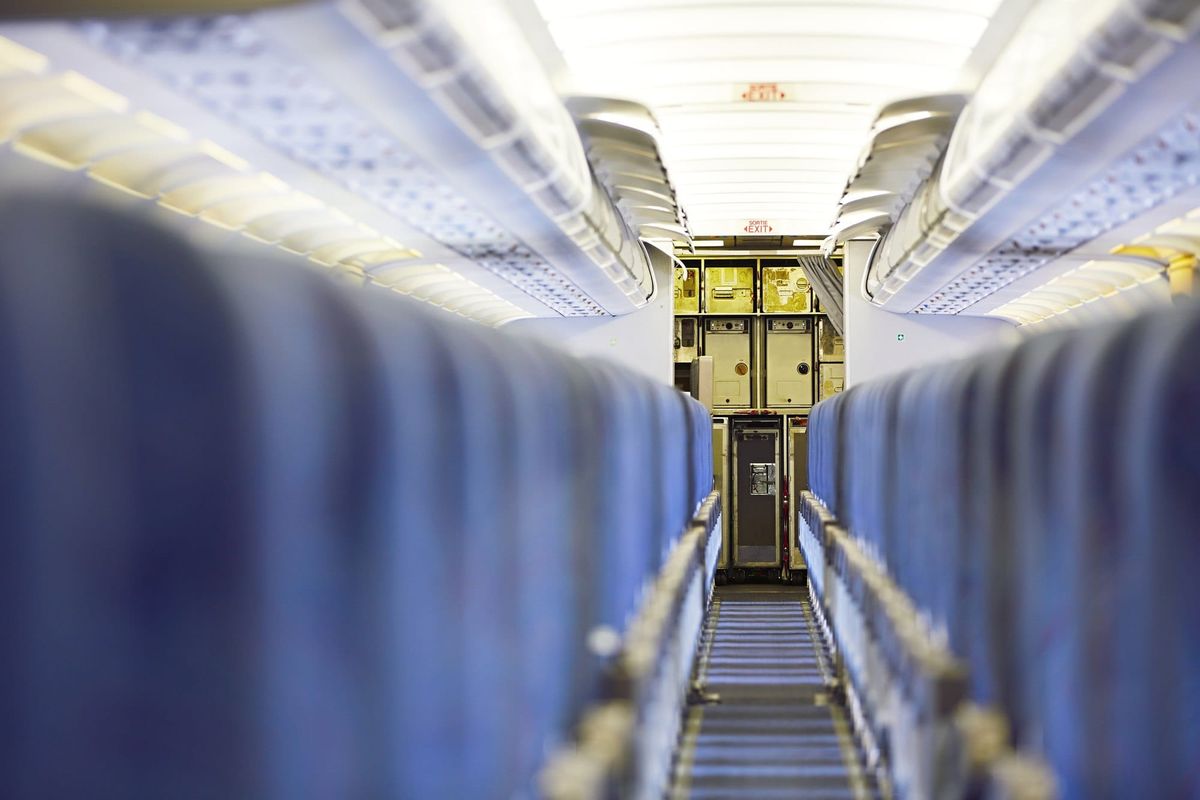 Empty Seats Inside of a Passenger Airplane