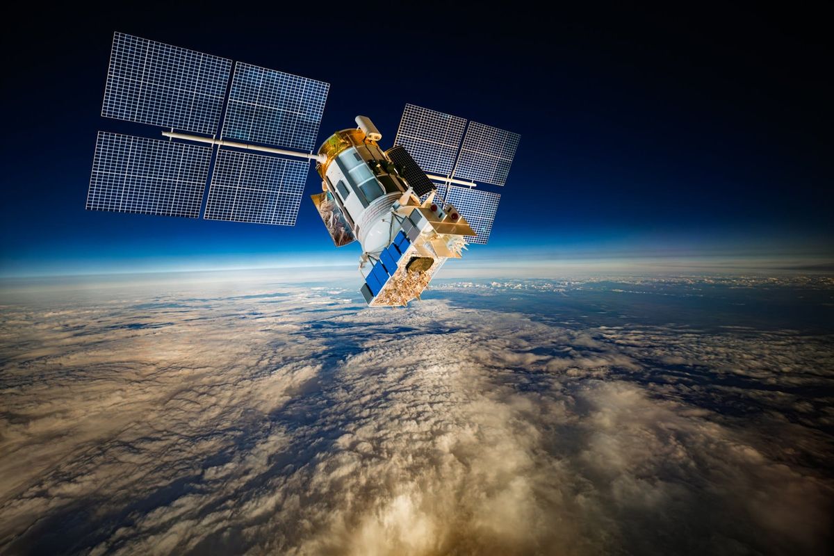 Detailed view of a satellite in space