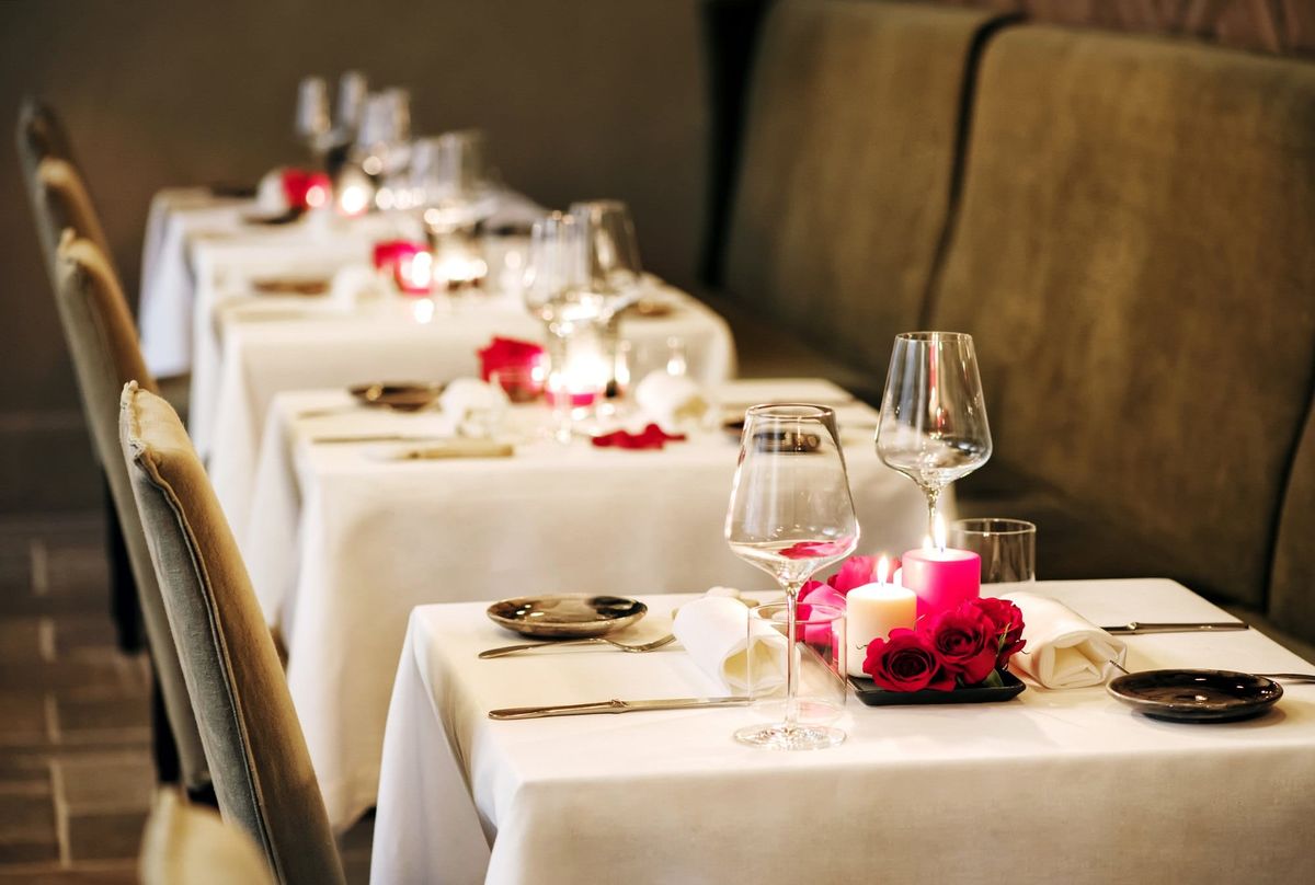 Romantic table settings in a restaurant