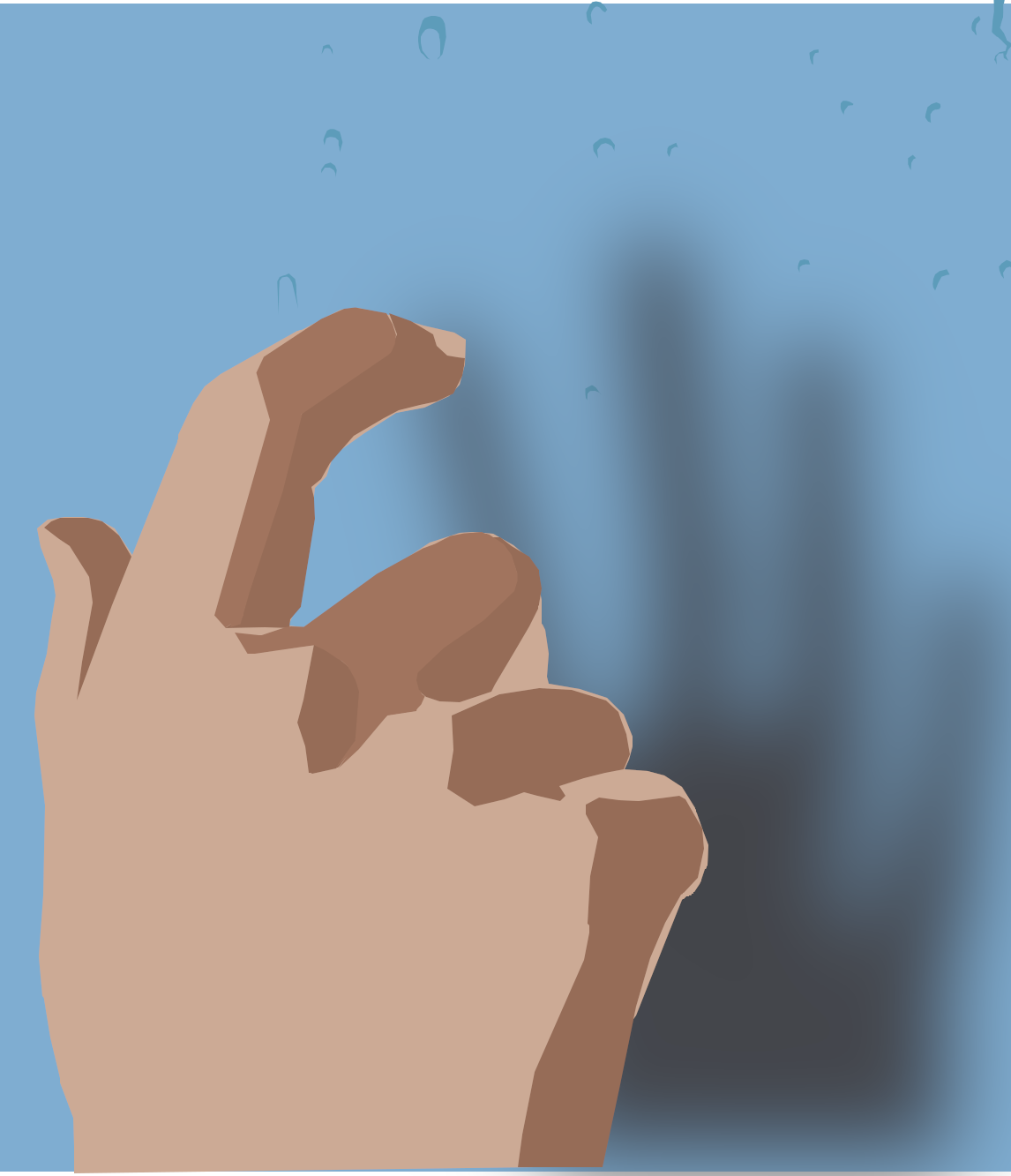 A hand casting a shadow on the wall, except shadow doesn't quite match up