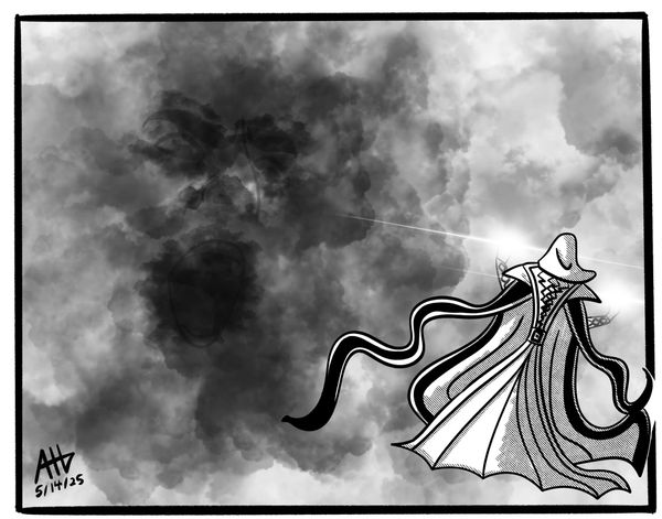 A mage facing a living storm.