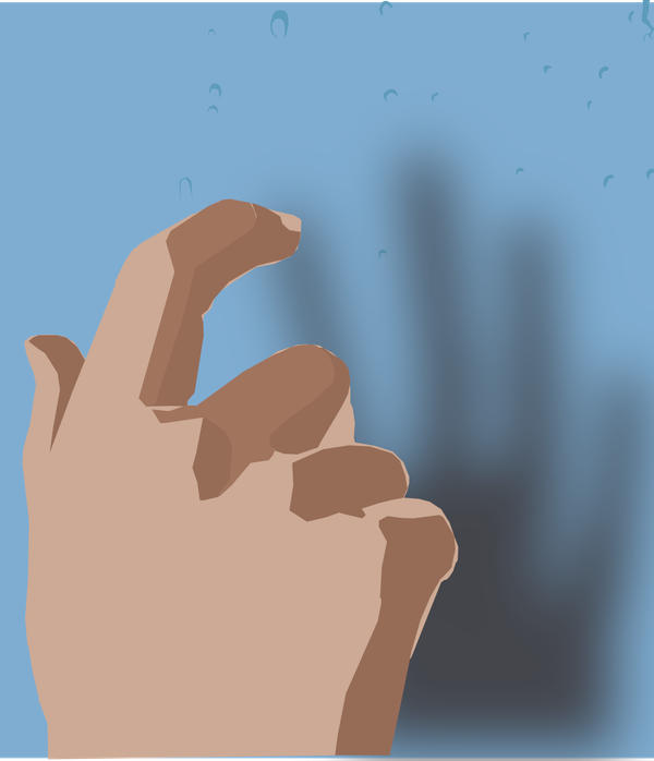 A hand casting a shadow on the wall, except shadow doesn't quite match up