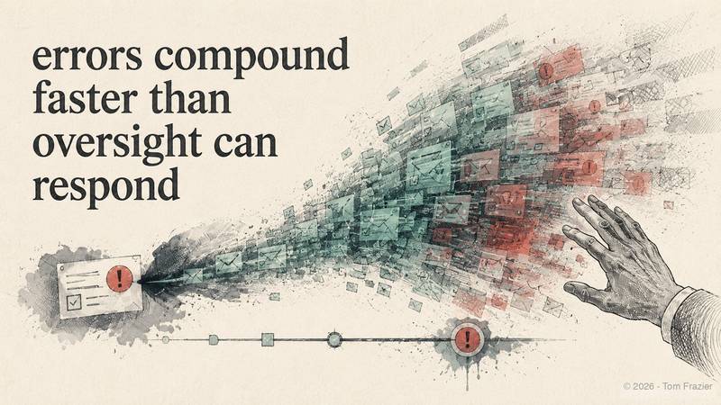 When errors compound faster than oversight can respond