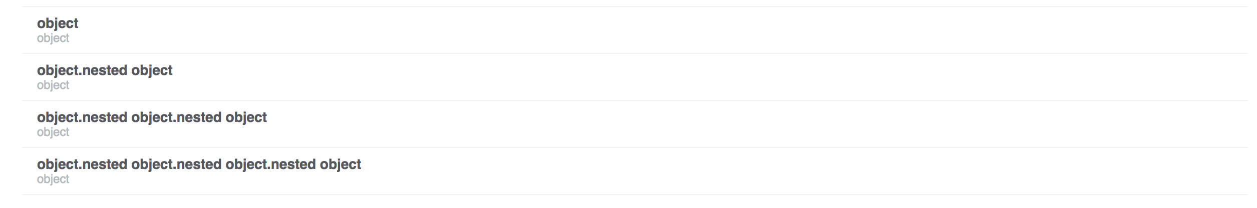 nested objects showing missing string