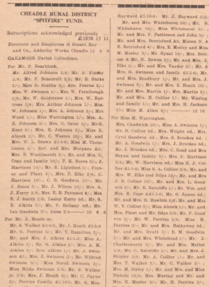 Cheadle and Tean Times 27 December 1940