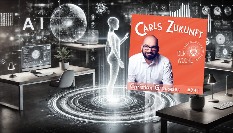 Podcast-Cover mit Christian Granseier in einer futuristischen Arbeitsumgebung